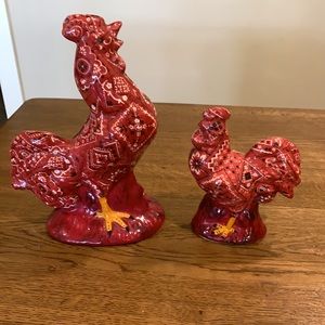 Ceramic rooster set